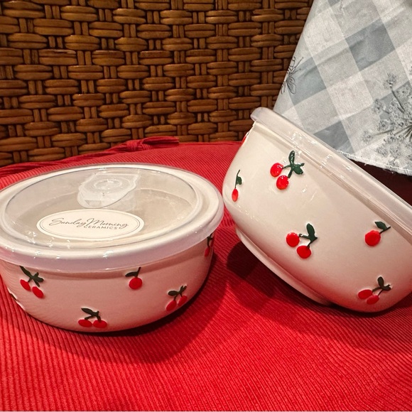 Cherry Design Ceramic Bowls - Picture 2 of 6